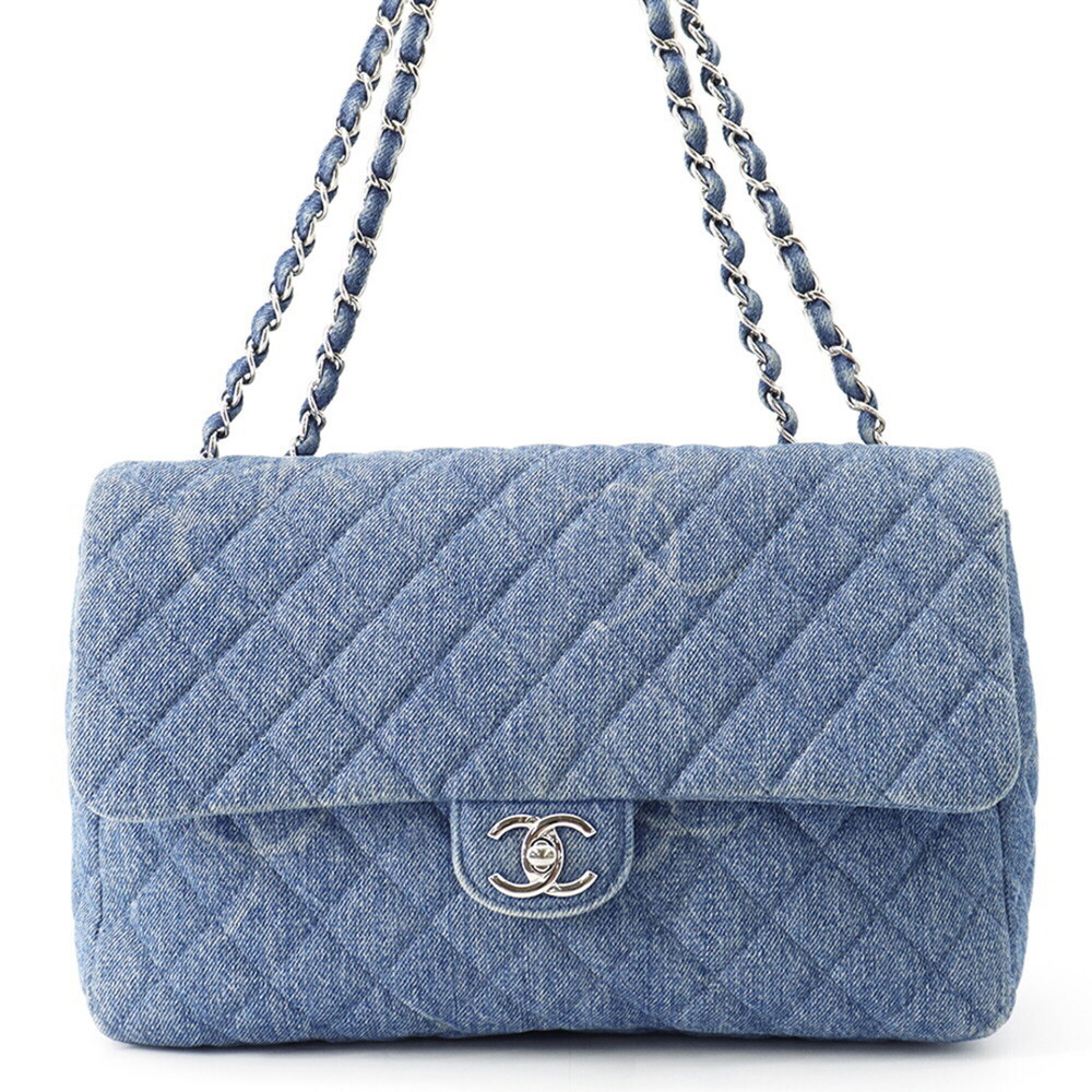 Chanel chain shoulder bag, Coco Mark, Matelassé, denim, CHANEL handbag, Chanel,